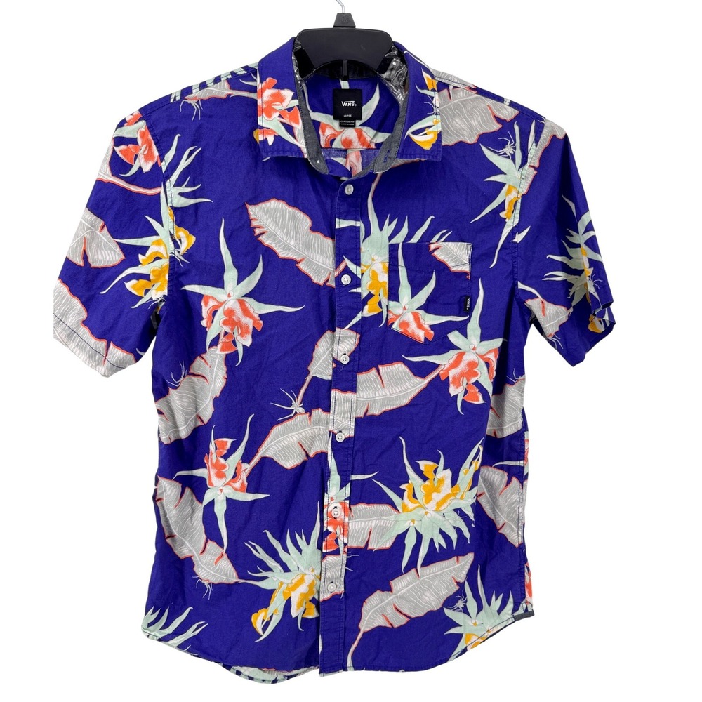 Vans Hawaiian Floral Shirt Large Short Sleeve Classic Fit Button Up‎ Shirt